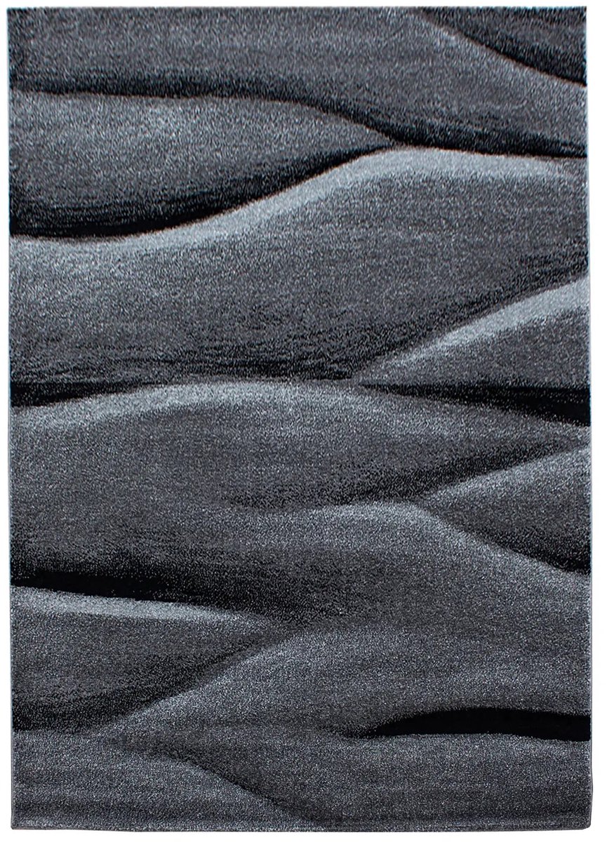 Dutch XXL Modern Vloerkleed | Tapijt | Lucca | Golven | Zwart | 200x290 cm