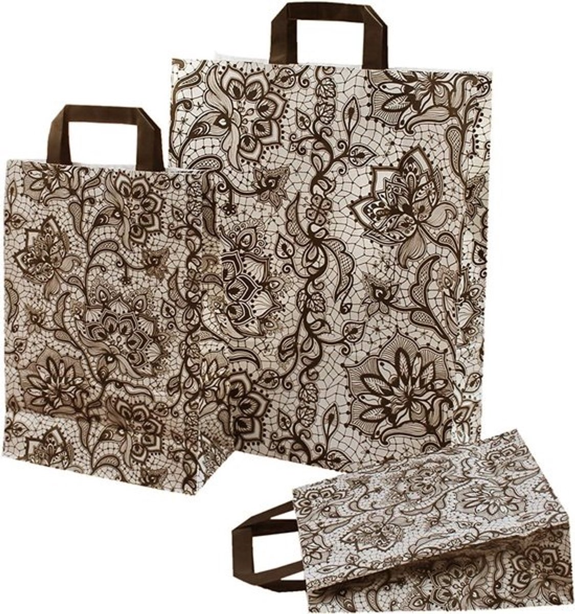 Papieren draagtassen - Cadeautasjes plat handvat - Winkelen en presenteren - Robuust en scheurvast - 18x22 cm - Zwart