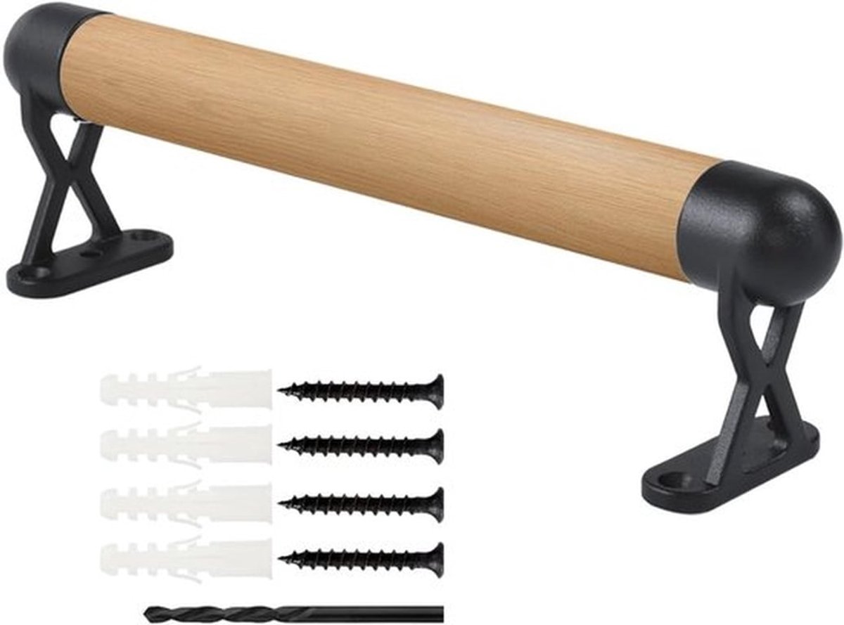 Veilige en Antislip Houten Trapleuningen voor Binnen, Compleet Kit voor Senioren met Comfortabele Ondersteuning en Professionele Kwaliteit (25cm)
