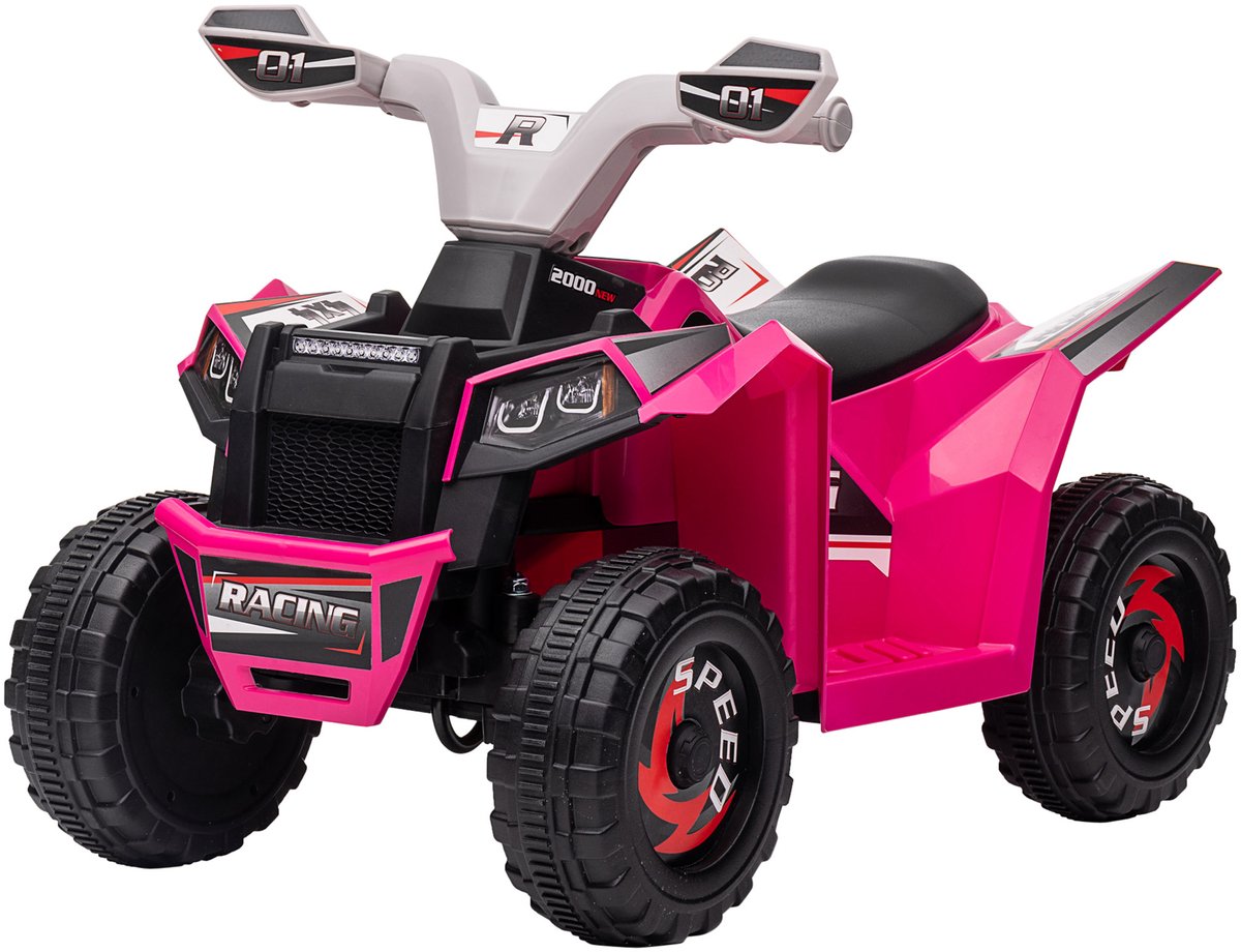 Elektrische quad voor kinderen, 6 V, met LED-koplampen, muziek en claxon – Kinderquad, voor kinderen van 18 tot 36 maanden, roze