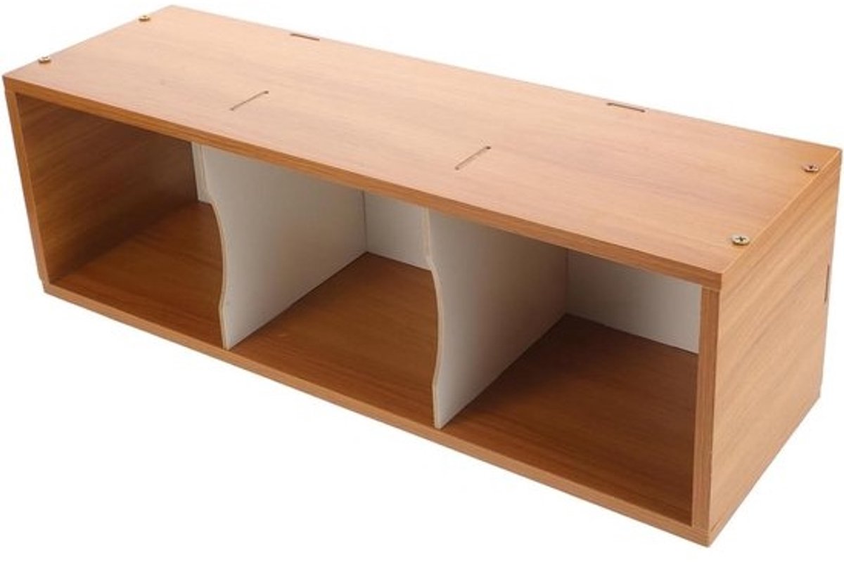 Houten CD DVD Rek - Media Opslag - Muziek Collectie - Ruimtebesparend Ontwerp - 47x15x14 cm - Lichtbruin