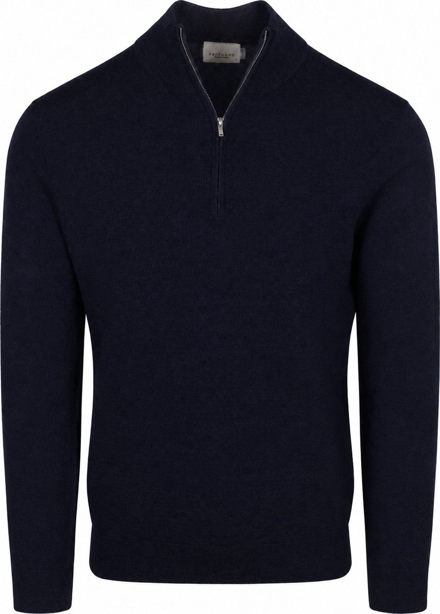 Profuomo Half Zip Pullover Merinowol Donkerblauw (navy) - Maat S - Heren - Quarter zip