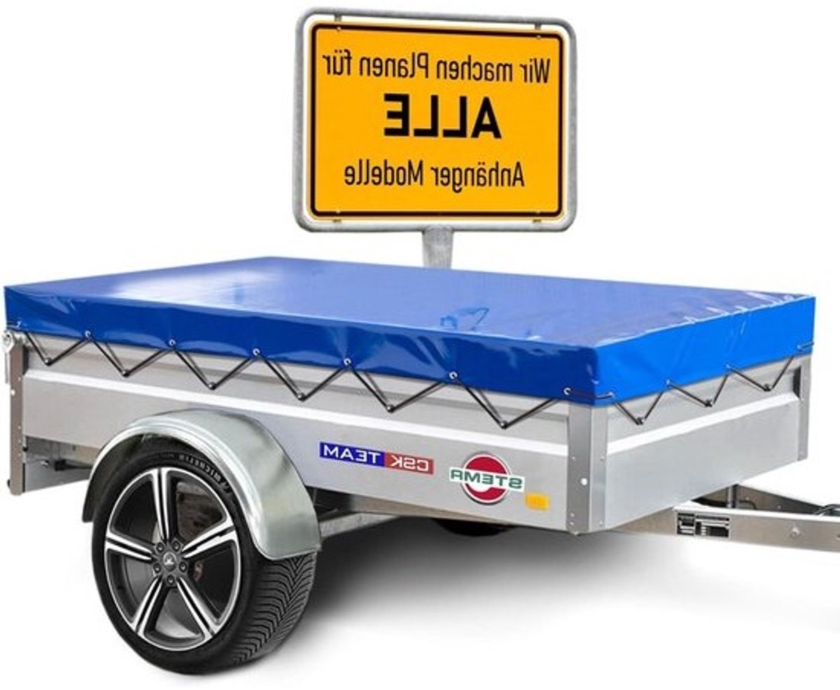 Aanhangerzeil Plat - Aanhangernet Dekzeil - Aanhanger Beschermen - Scheurbestendig Waterdicht - 200 x 114 x 6 cm - Koningsblauw