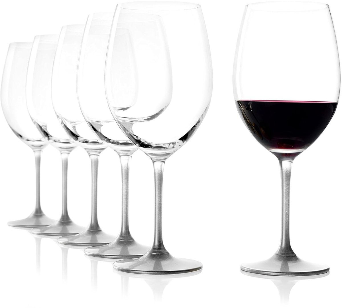 Set van 6 rode wijnglazen - 640 ml - Zilver