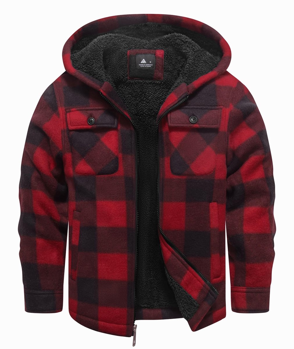 Hoodie voor jongens - Warm flanellen shirtjack met rits