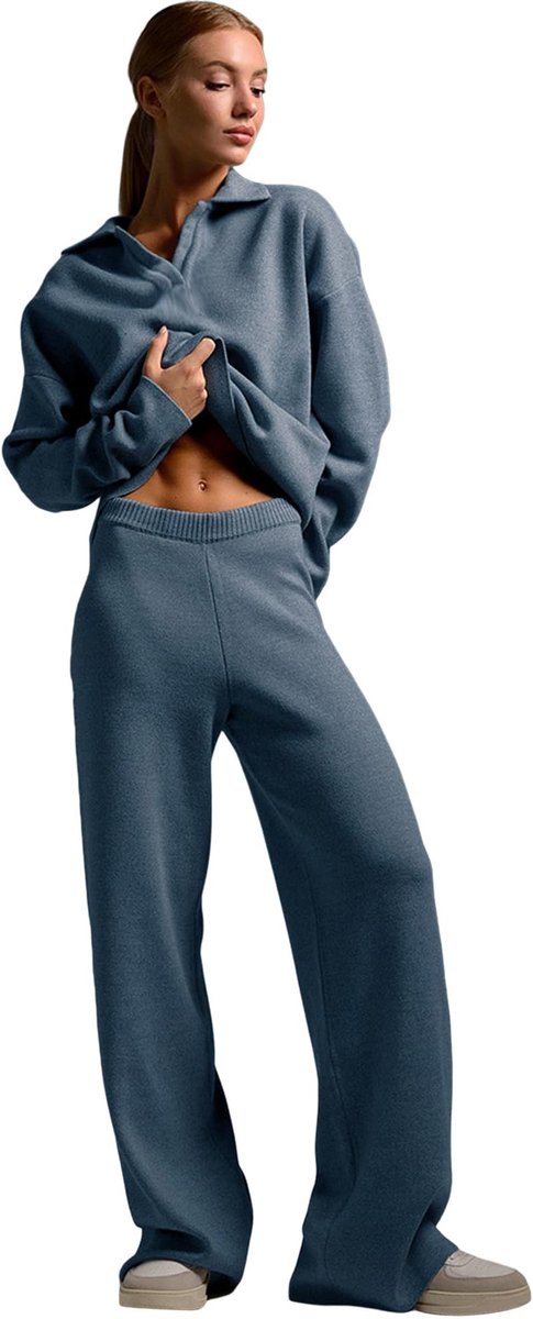 2-Piece Lounge Set - V-Hals - Casual - Blauw