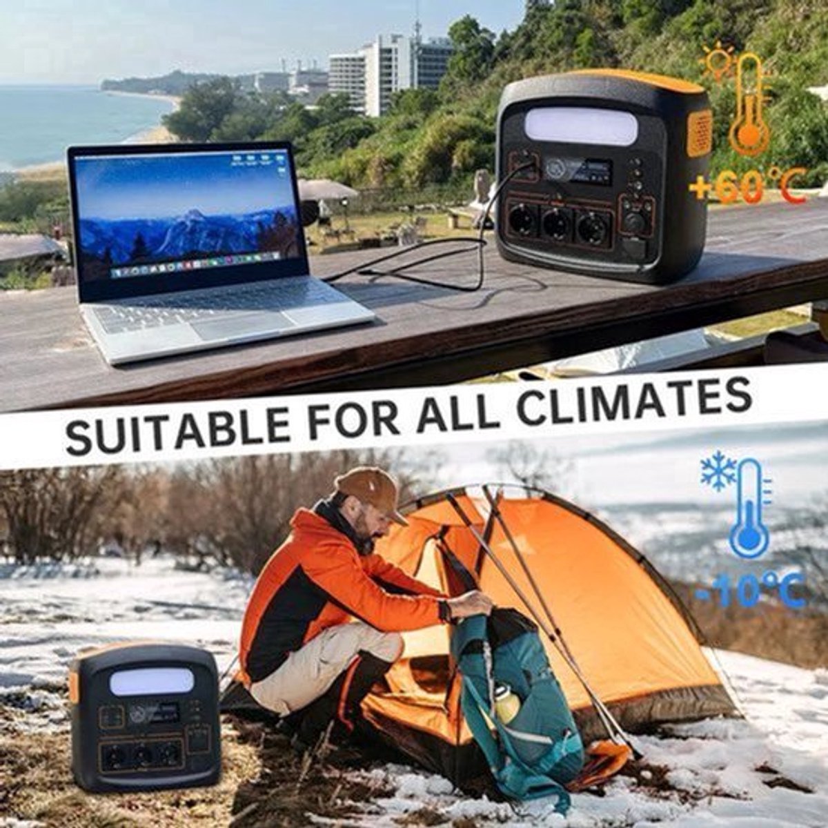 Mobiele Powerstation – Draagbare Accu – Energiebron – Noodstroom – Camping Accu – 1200W Continu Vermogen – 1100Wh Capaciteit