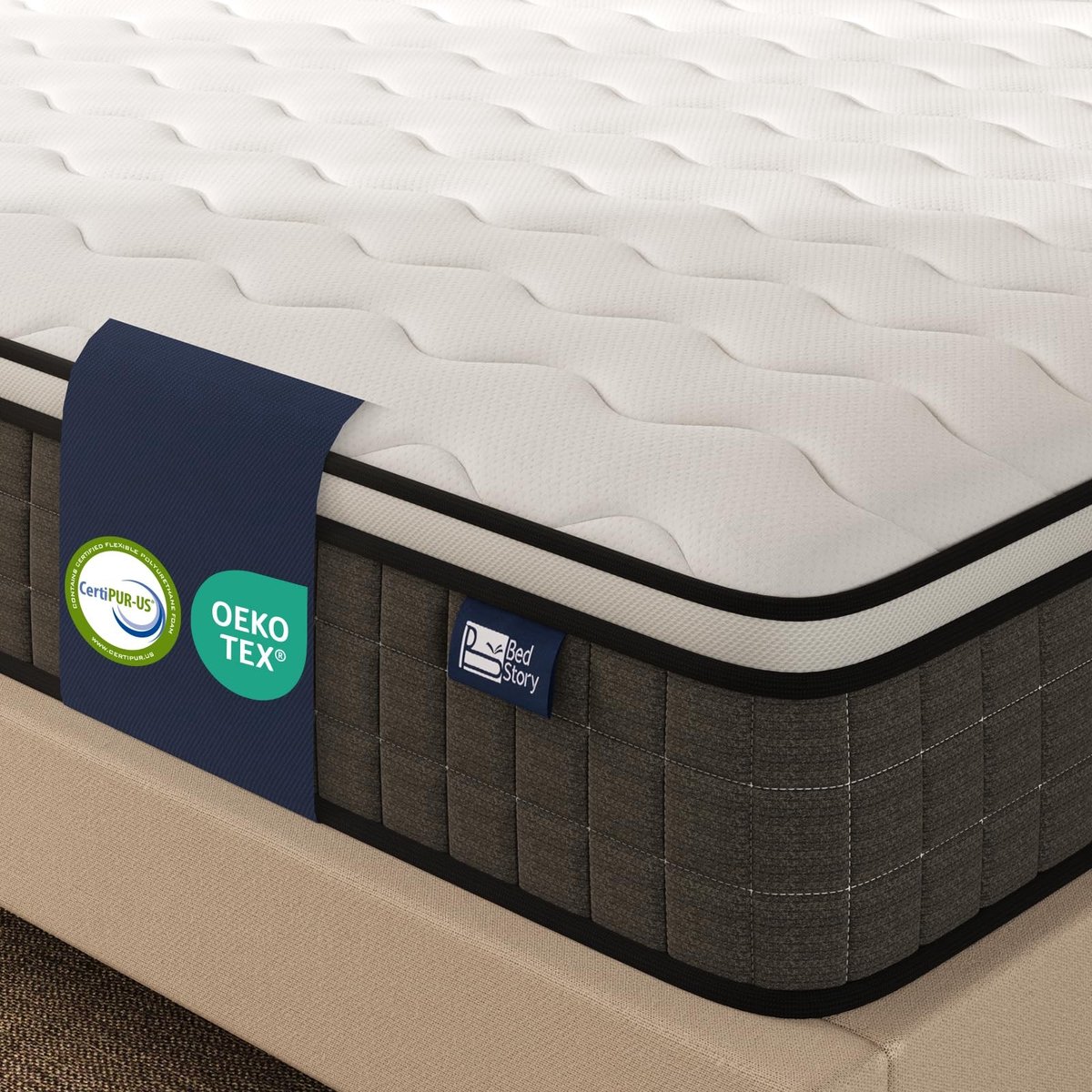 Pocketvering Matras 90 x 200 cm - H3/H4 Hardheid - Donkergrijs