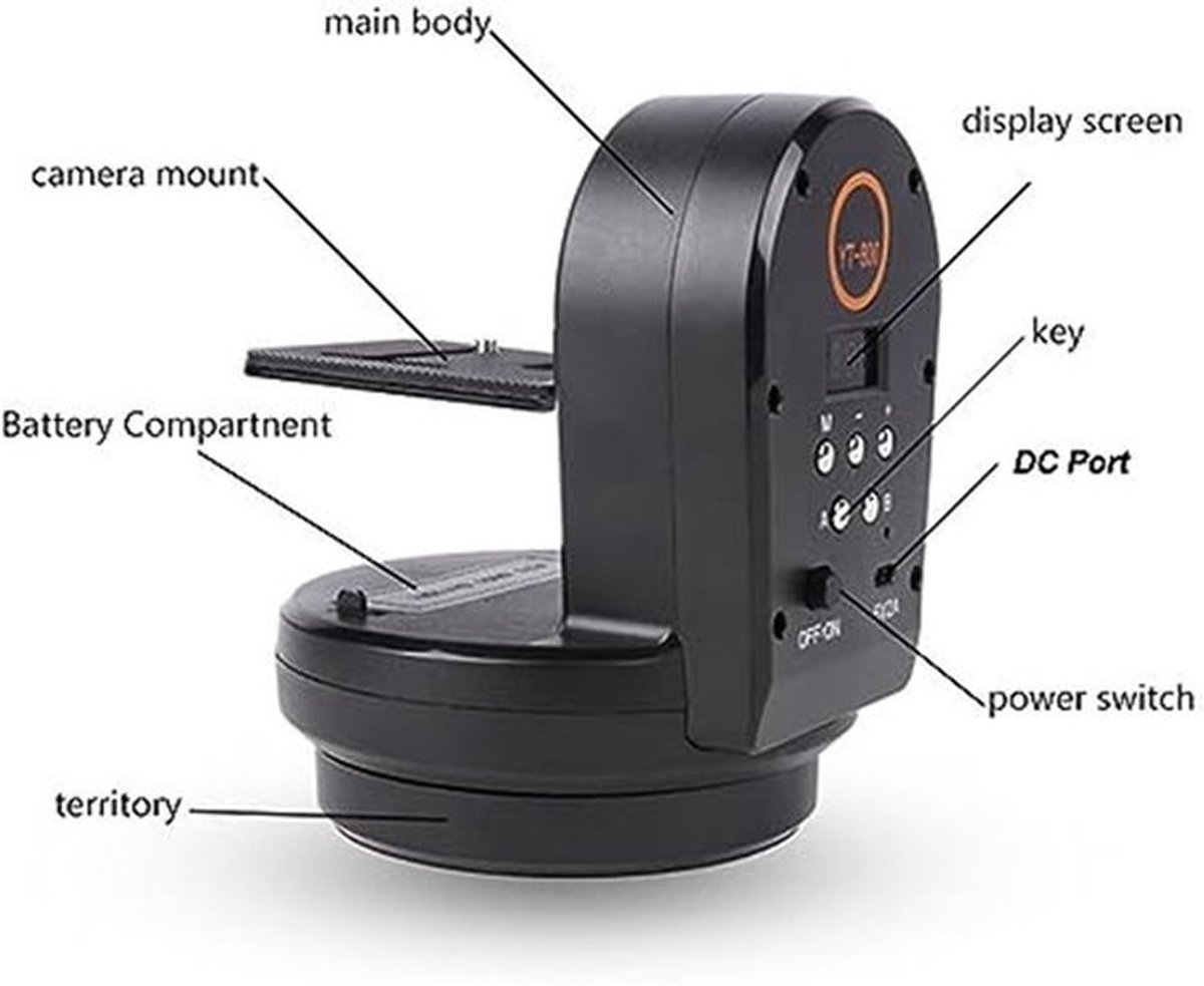 Statief Elektrische Kop, YT800 Rotatie Panoramische Pan Tilt Kop, 360 Graden Rotatie, met 1/4 Inch Schroefgat, voor Telefoon Camera, Beperkt Gewicht Minder Dan 1kg