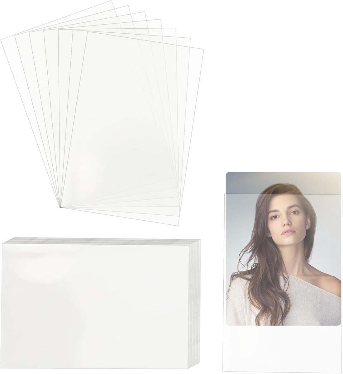 Set van 100 Transparante Foto Kaartenhoezen 56 x 87 mm voor Kpop, Trading Cards en Visitekaartjes - 200 Micron Bescherming