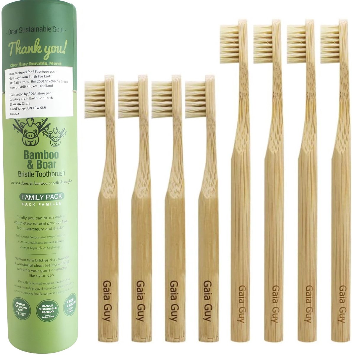 Bamboe tandenborstel familiepack - 100% biologisch afbreekbaar