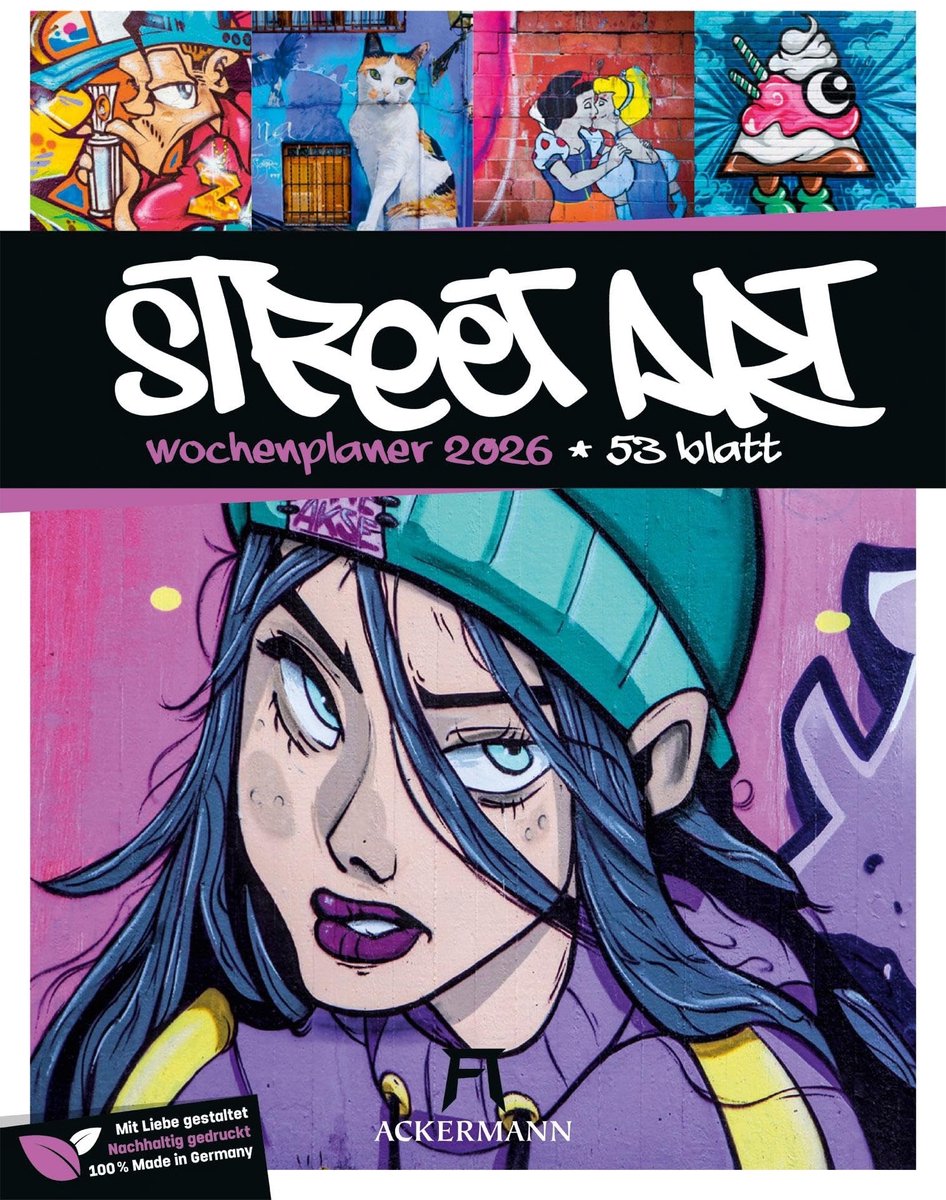 Graffiti Wochenplaner 2026 - Hoogformaat met puzzels
