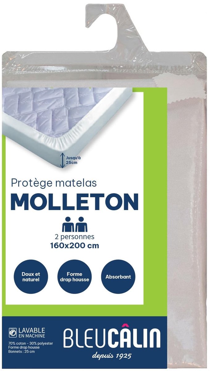 Molton Matrasbeschermer - 100% Katoen, 160 x 200 cm