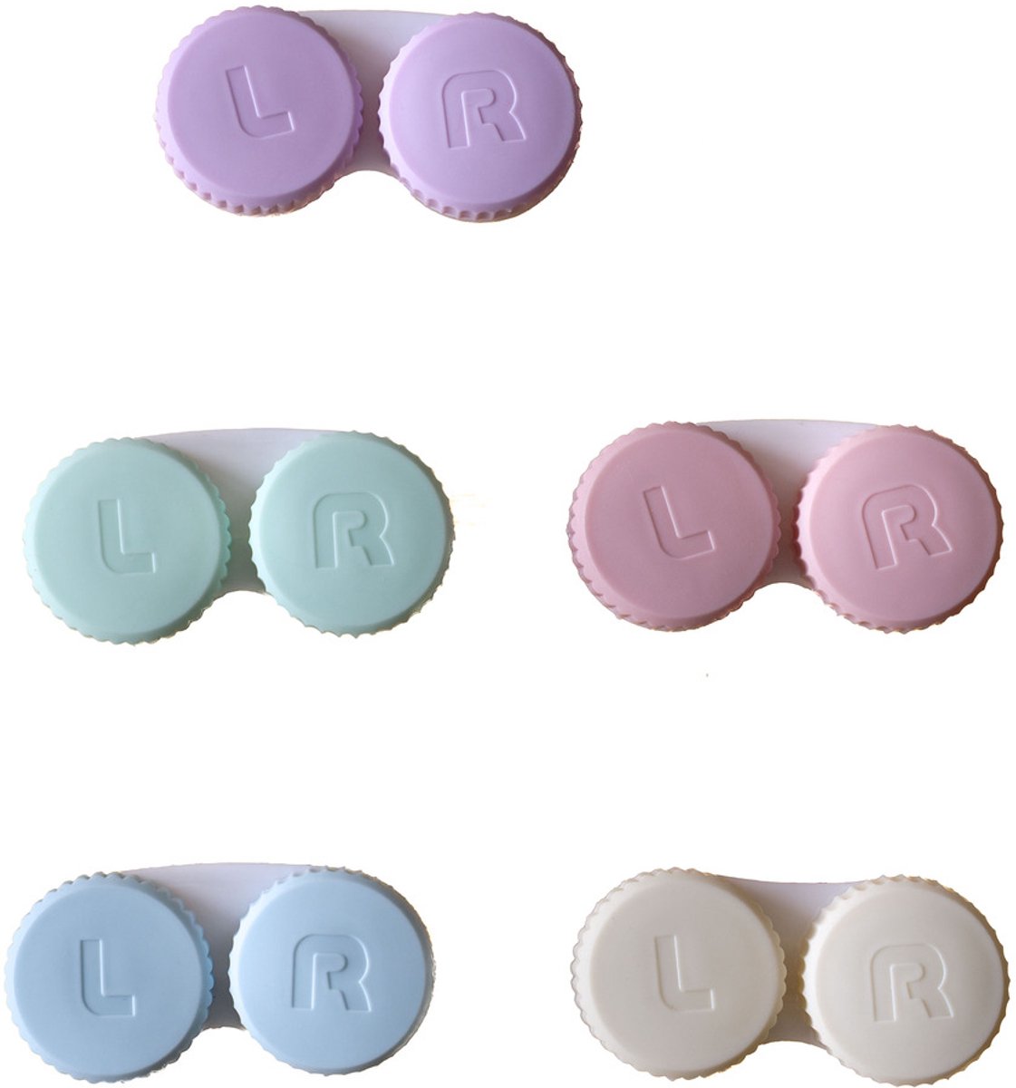 Kleurrijke Lensbakjes - 5 stuks - Paars, Roze, Blauw, Groen, Geel - Compact - Antibacterieel - Onderscheidend - Verschillende Kleuren - Lenzenhouders - Lenzendoosjes