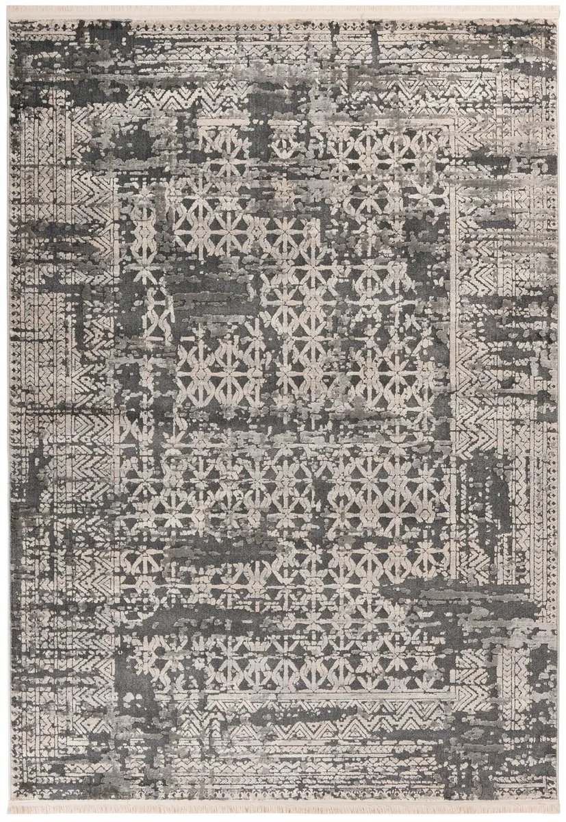 Dutch XXL Vintage Vloerkleed | Tapijt | Adela | Geometrisch | Grijs | 120x170 cm