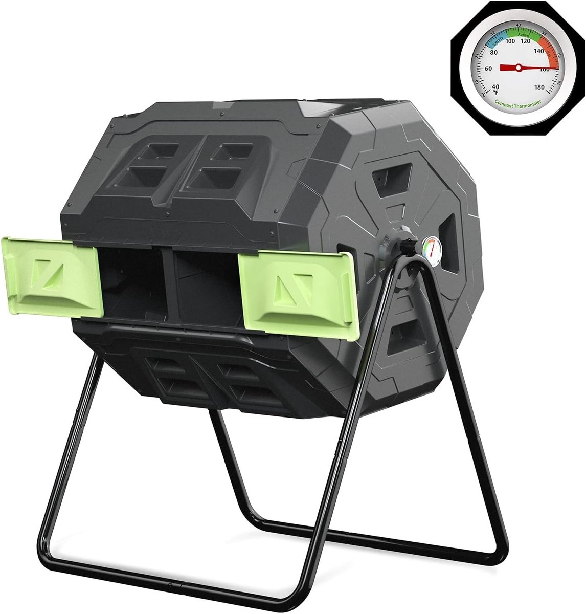 Upgrade je tuin met een 160L Rocker Composter en Compost Thermometer - Dubbel Compartiment voor Efficiënte Compostering
