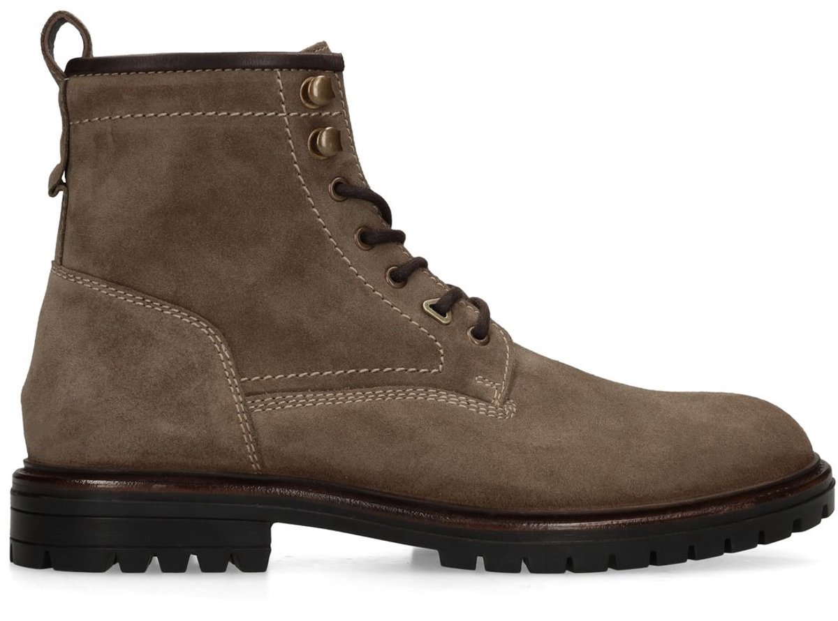 Manfield - Heren - Taupe suède veterboots - Maat 47
