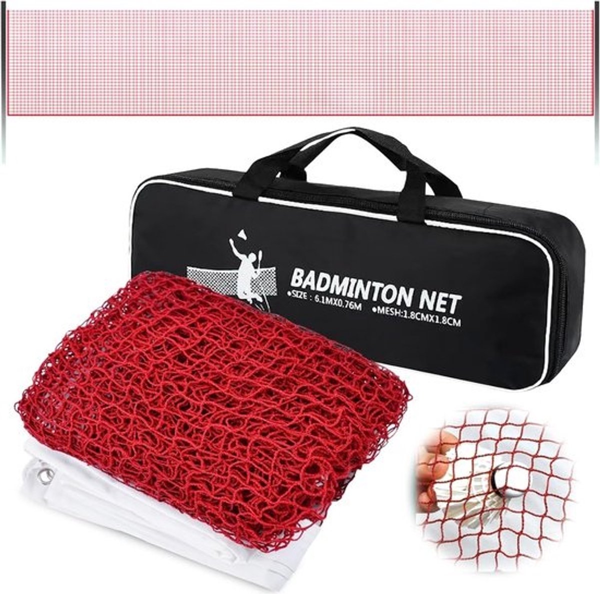 SnelShoppen - Professioneel badmintonnet 2,49 x 6,1 m met staalkabel, opvouwbaar en draagbaar van polypropyleen, ideaal voor training en volleybal, ge