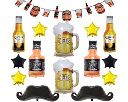 24 Stuks Helium Ballonnen voor Bier Thema Feestdecoratie - Gouden Bier Mok, Whisky Fles en Folie Ballonnen voor Verjaardagen en Feestjes