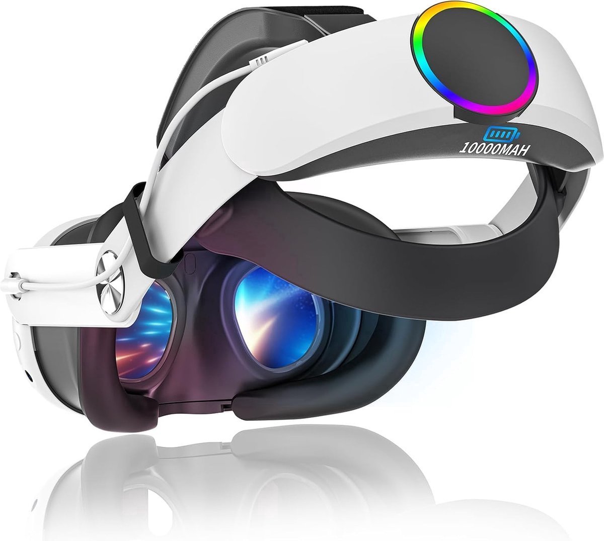 Elite Strap geschikt voor Meta/Oculus Quest 3/Quest 3S - 10000mAh Snellaad Powerbank - Geschikt voor meta quest 3 accessoires - Verstelbare Hoofdband - RGB-licht - Hoofdkussen - VR-Bril Accessoires
