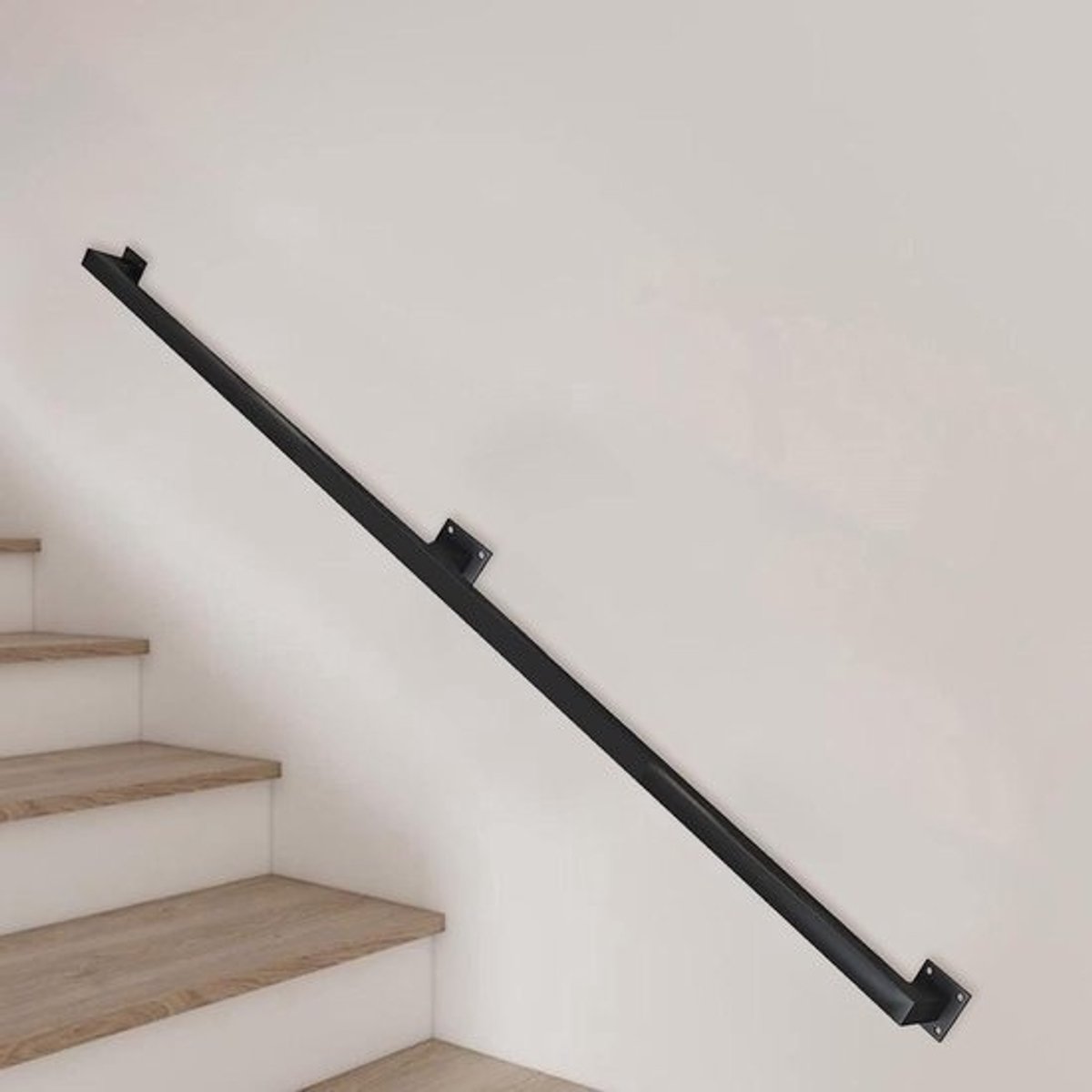 Trapleuning Metaal - Veiligheidsleuning Wandsteun - Trappen Gebruiken - Smeedijzer Robuust Ontwerp - 80 cm - Zwart