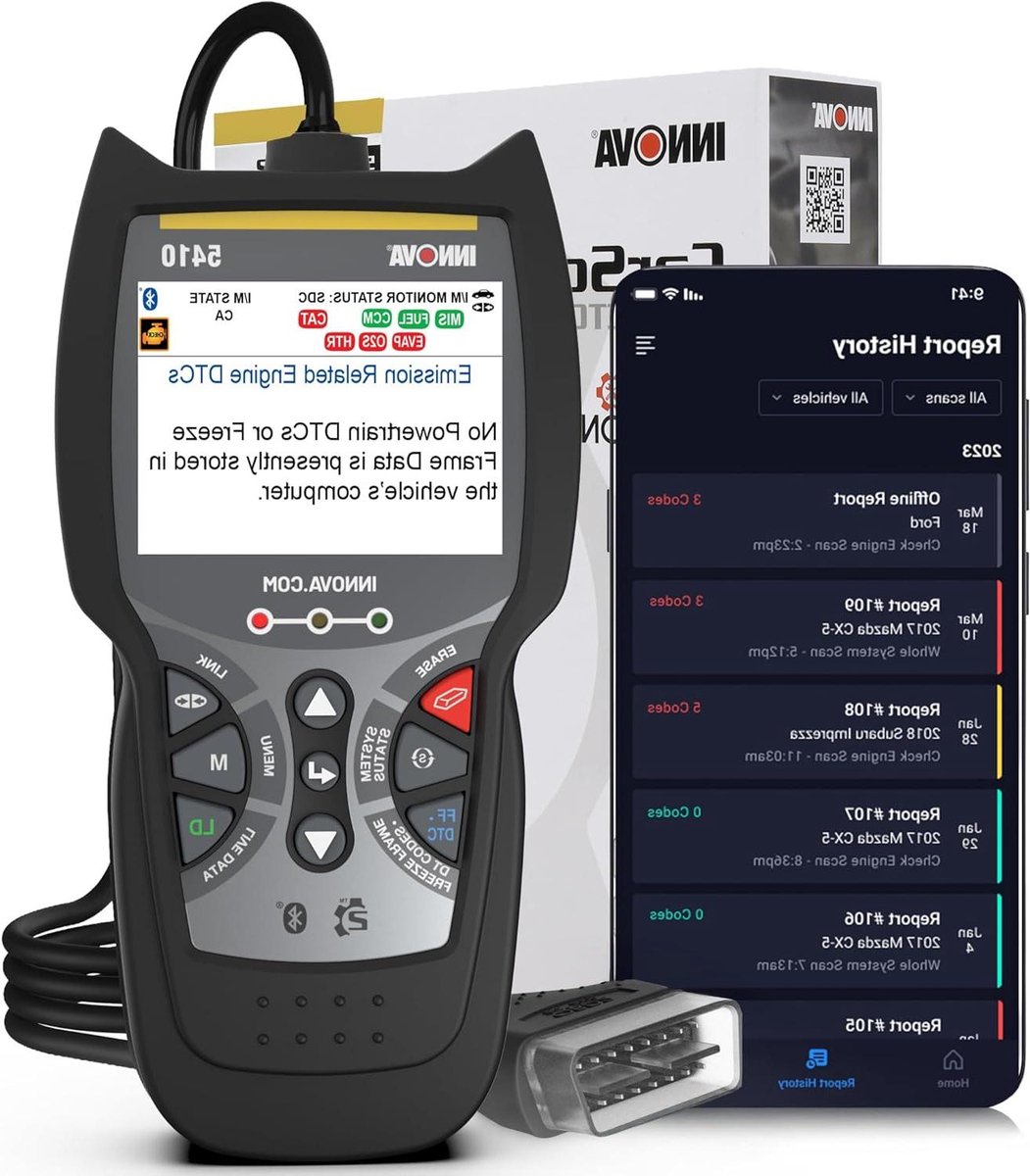 OBD2 Scantool - Autodiagnose Apparaat Codelezer - Voertuigonderhoud - Alle Systeemnetwerkaftasten - 15.24 x 8.38 x 2.54 cm - Zwart