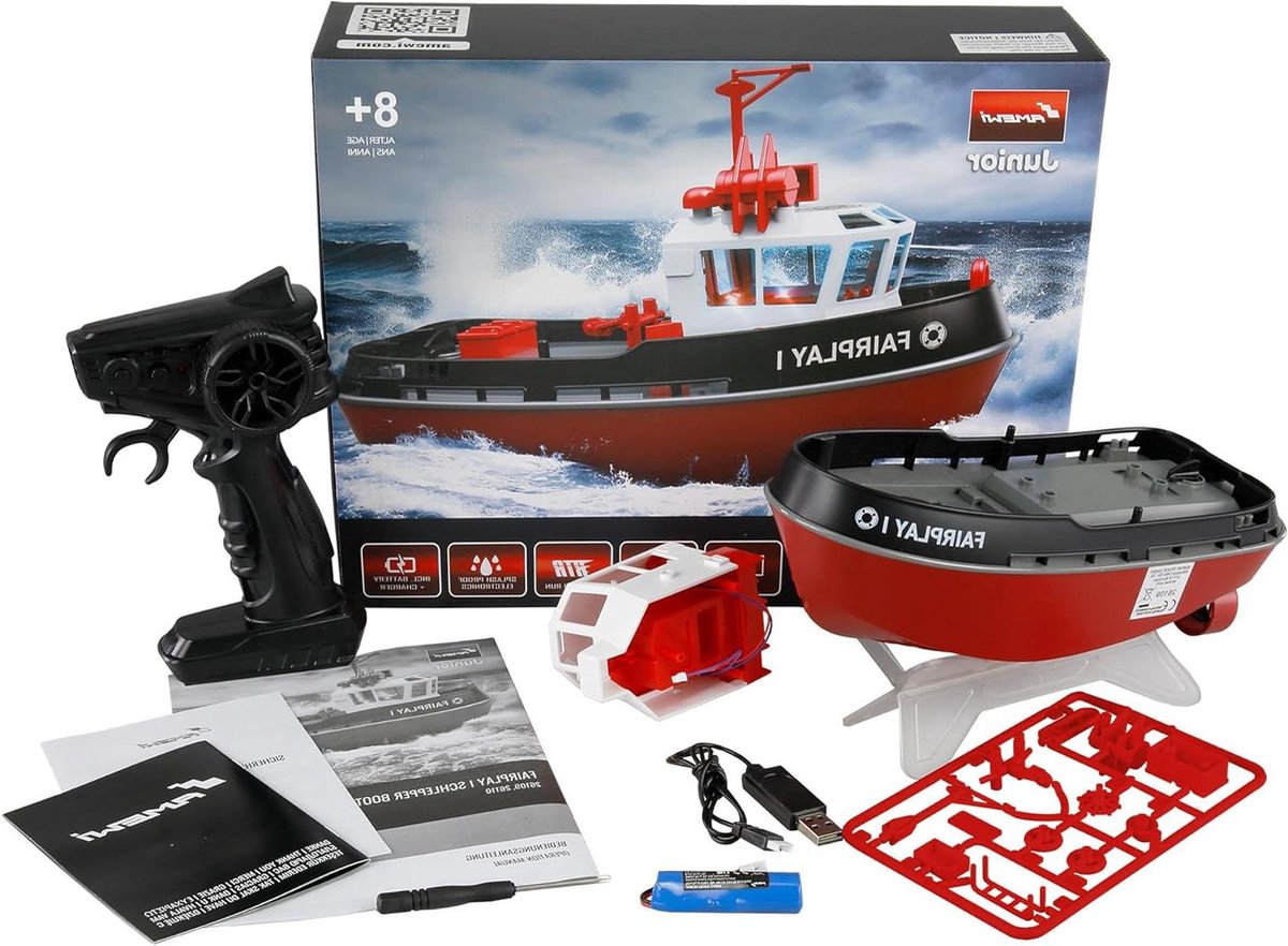RC Sleepboot - Modelboot - Watersport Pret - Volledig Proportioneel - Schaal 1:72 - Zwart