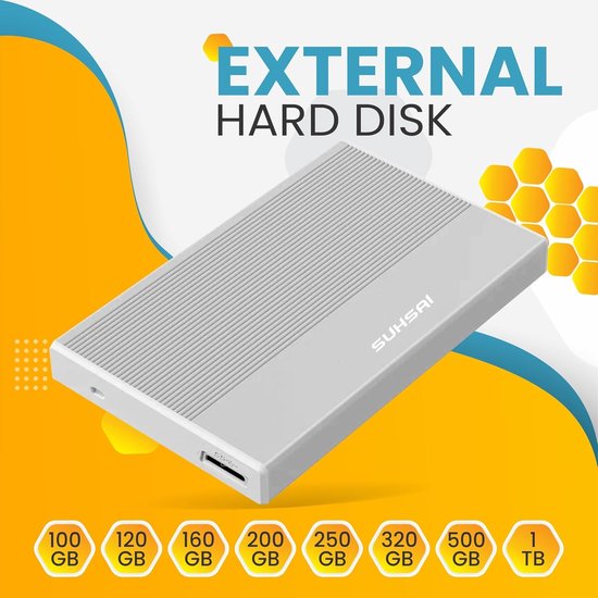 Externe Harde Schijf - Draagbare Opslag - Bestanden Opslaan - Snelle Dataoverdracht - 1 TB - Zilver — afbeelding 2