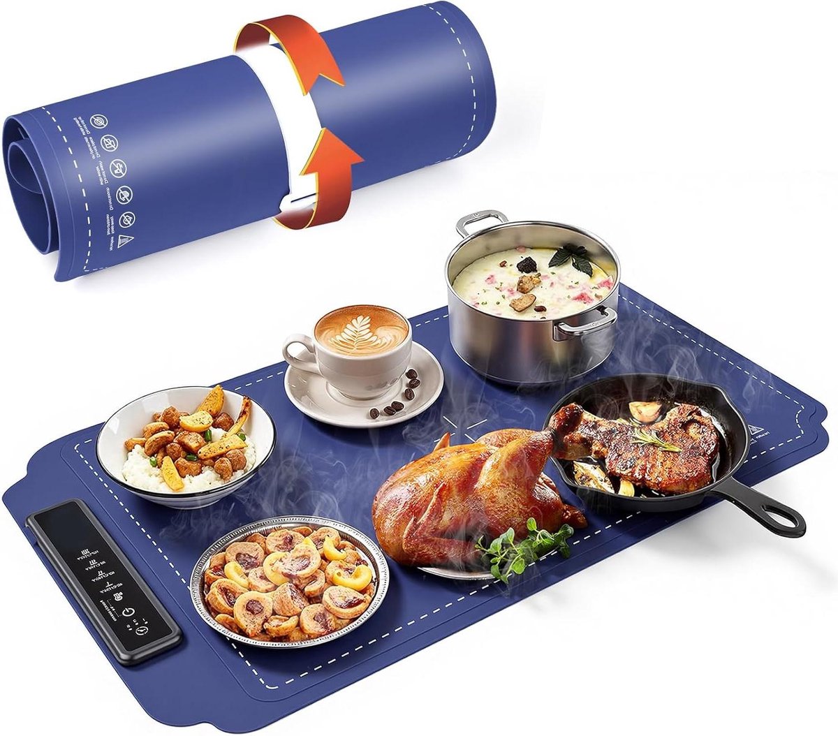 Elektrische Verwarmingsplaat - Verwarmingsmat - Eten Warm Houden - Gelijkmatige Warmte - 61 x 40 cm - Blauw