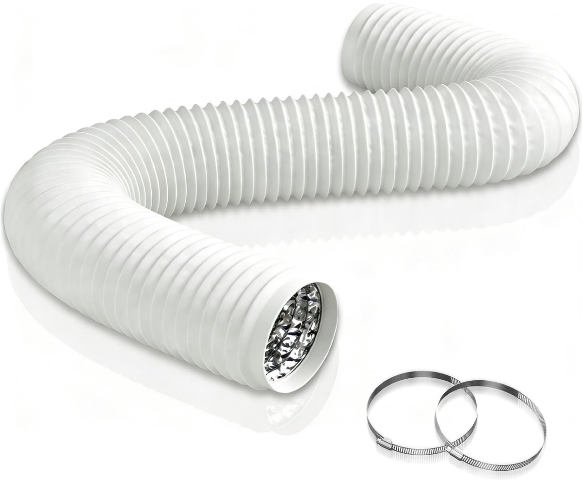 Pvc-afvoerbuis, diameter 100 mm, aluminium buis, flexibele slang, afvoerslang met 2 slangklemmen, roestvrij staal, voor mobiele airconditioning, droger, afvoerventilator, afzuigkap