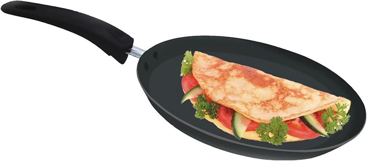 Koekenpan Pannenkoeken - Crepe Pan - Lekker Ontbijten - Keramische Coating - 24 cm - Zwart