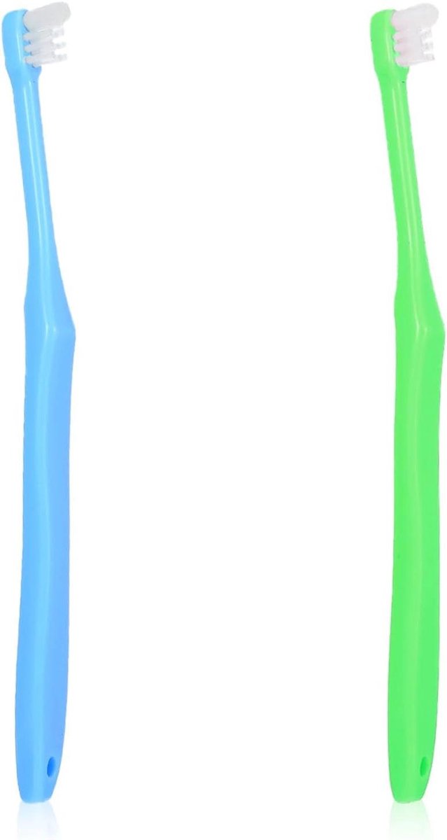 Wisdom Tooth Brushes - Kleine Volwassen Tandenborstel - Precisie Reiniging - Zachte Conische Borstelkop - 17.3 cm - Groen en Blauw
