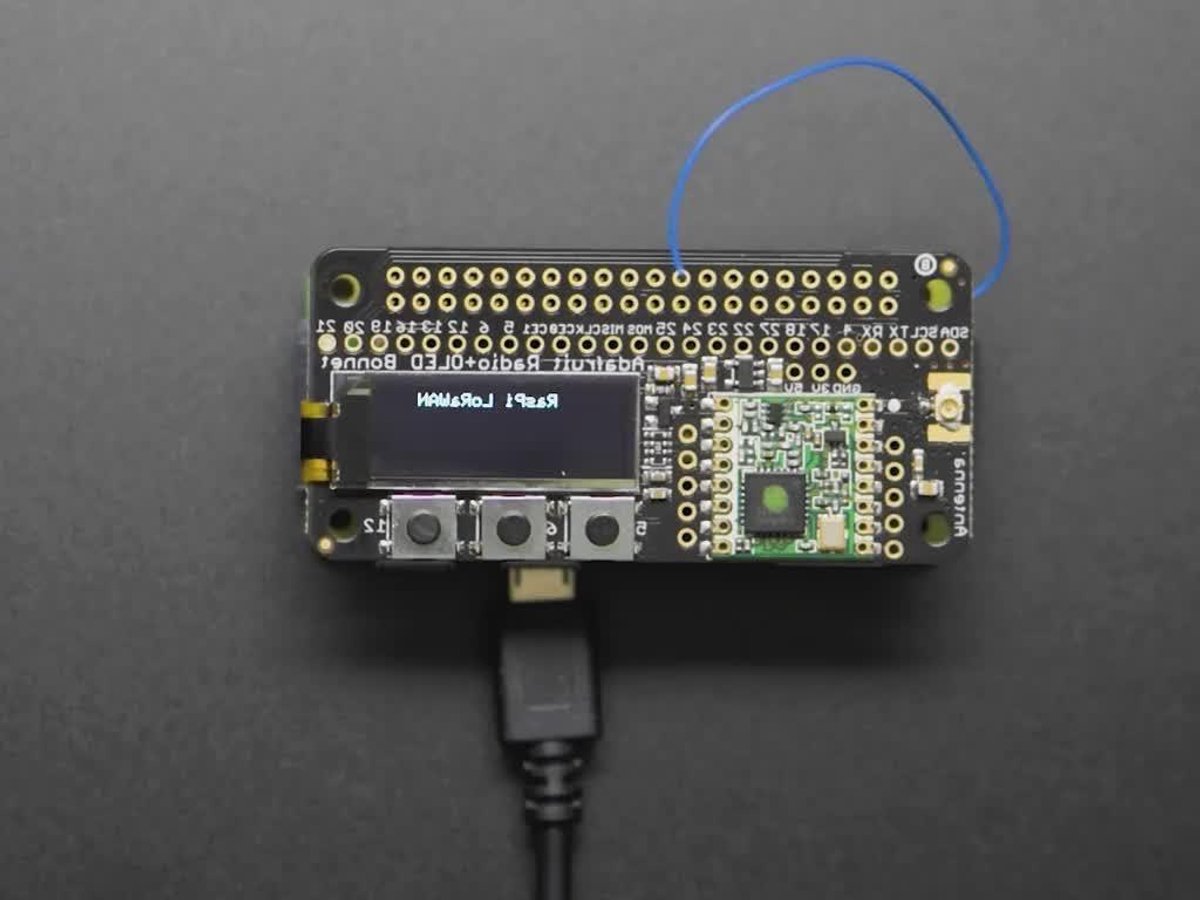 LoRa Radio Bonnet - RFM95W Board - Draadloze Communicatie - Met OLED Scherm - 2 x 5 x 4 cm