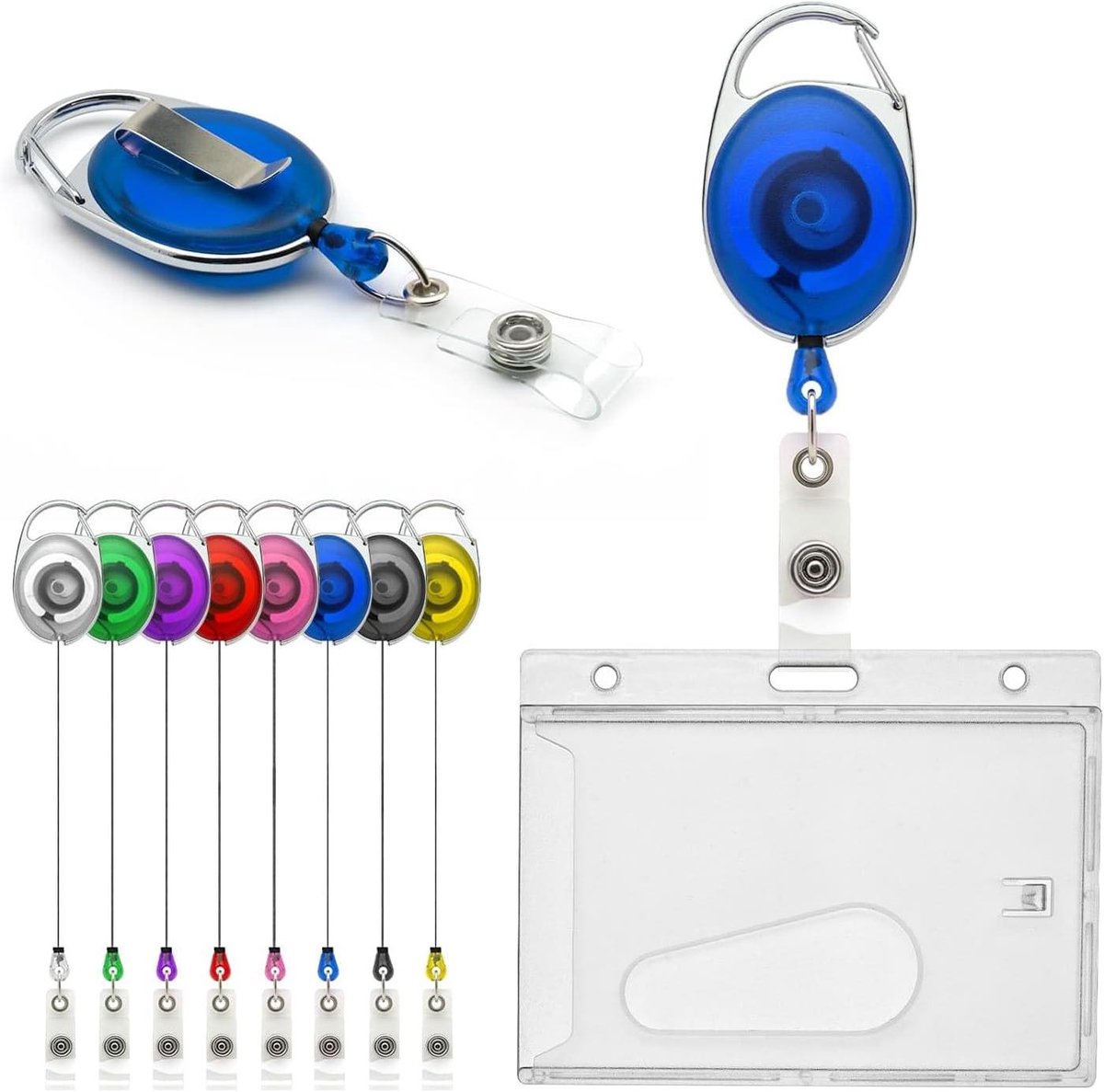 Badgehouder met Intrekbare Clip - ID Kaarthouder Badge Reel - Identificatie Tonen - Dubbel Pakket - 86 x 54 mm