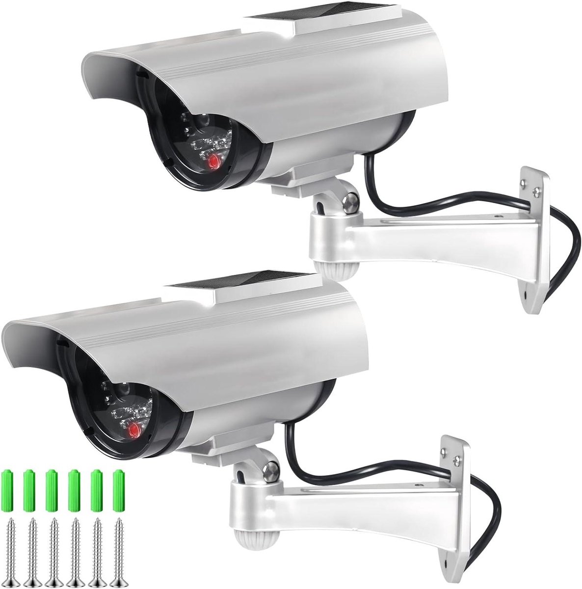 Dummy Camera met Zonnelamp - Nep Beveiligingscamera - Afschrikken Indringers - Echt Uiterlijk - 18 x 9 x 15.9 cm