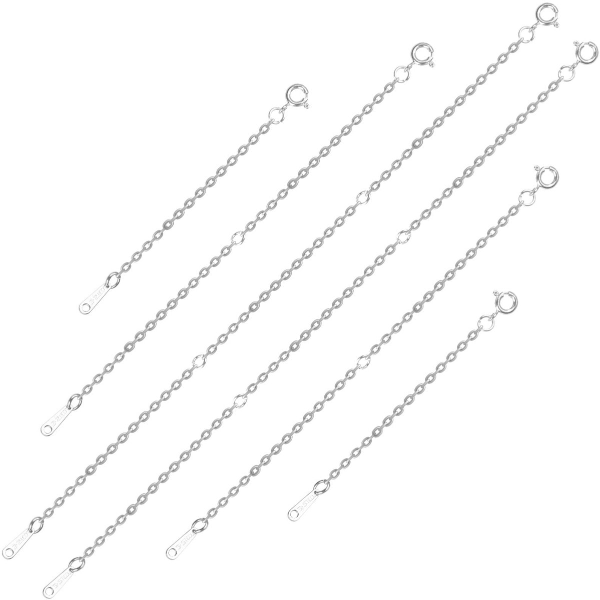 6st Ketting Verlengkettingen, 3 Maten Sieraden Verlengstukken met Veergesp Armband Verlengketting Set voor Sieraden Maken Ambachten Ketting Armband Enkelband(Zilver)