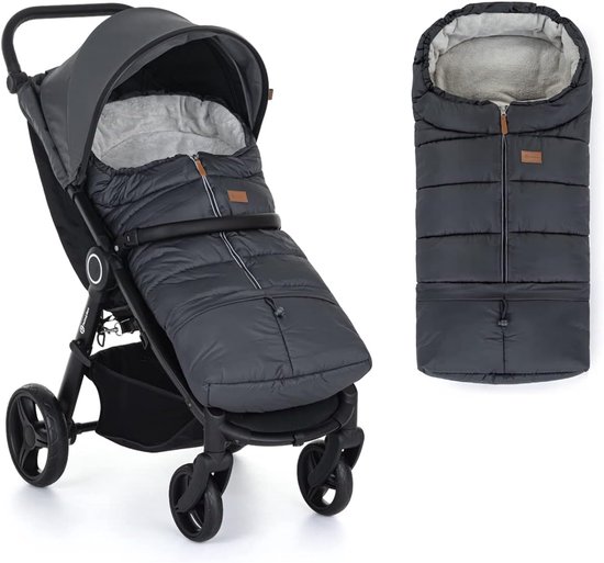 Kinderwagen Voetenzak - Baby Buitenzak - Warmte Buiten - Waterdicht & Winddicht - 110 cm Lang - Houtskool Grijs — afbeelding 2