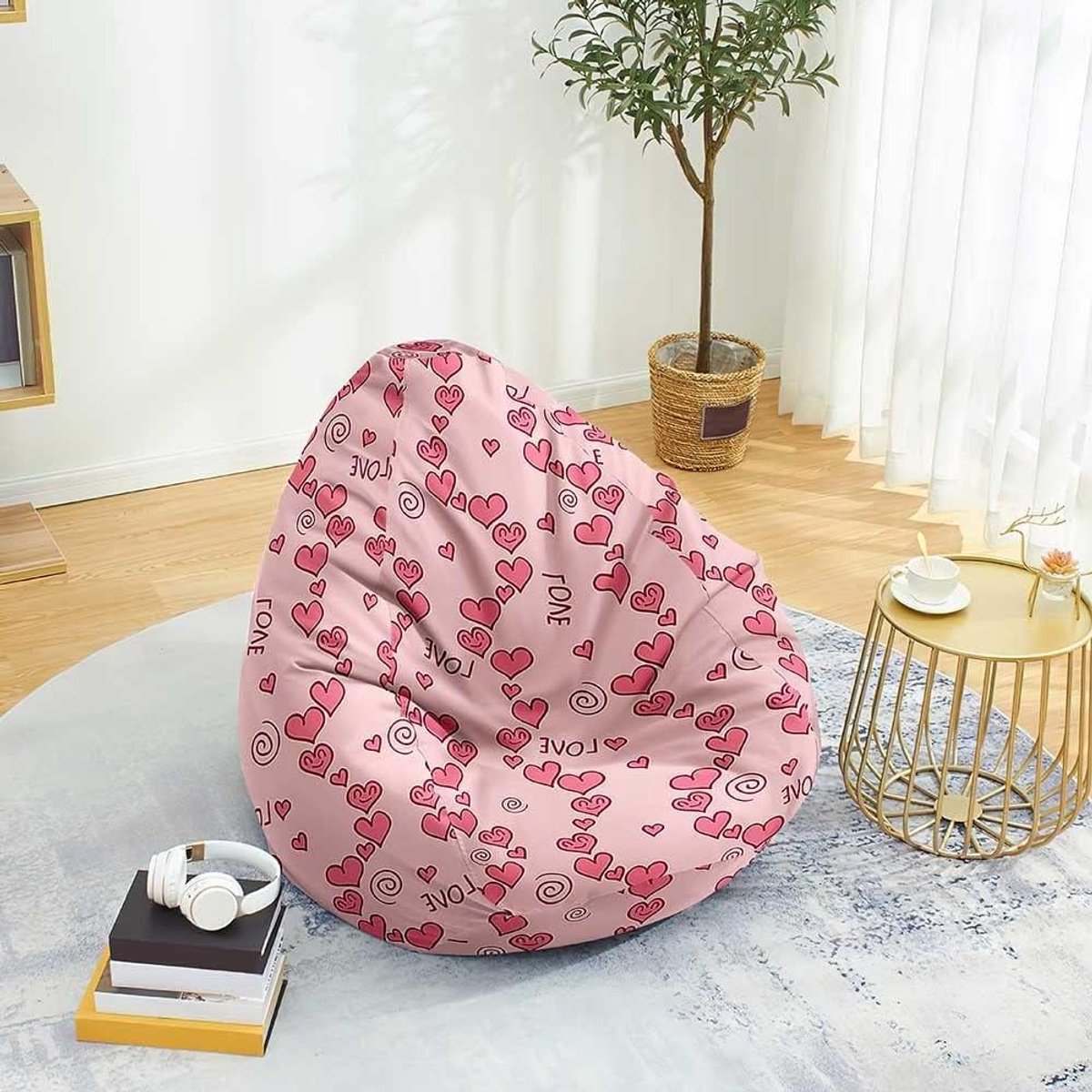 Zitzakhoes - Opbergzak - Ontspannen Zitten - Wasbare Hoes - 80x90cm - Roze