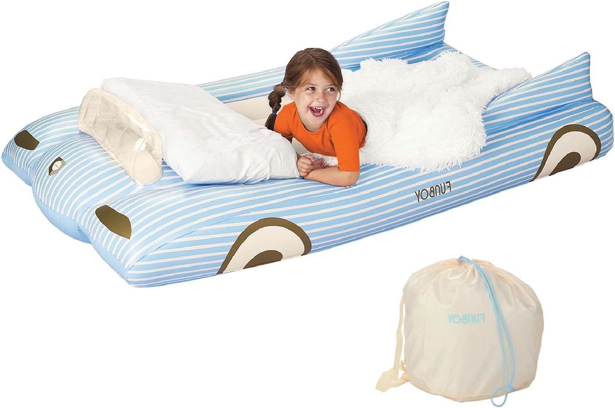 Opblaasbaar Reisbed - Kinderbed Matras - Logeerpartijtjes Thuis - Snel Opgeblazen - 188 x 102 x 38 cm - Blauw