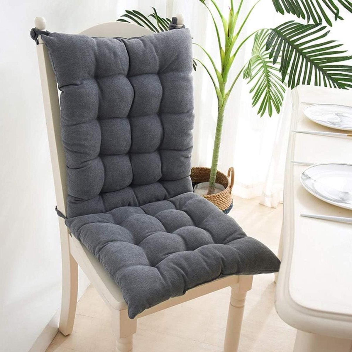 Tuinstoel kussen - Zitkussen met rugleuning - Comfortabel zitten - Gewatteerd ontwerp uit 