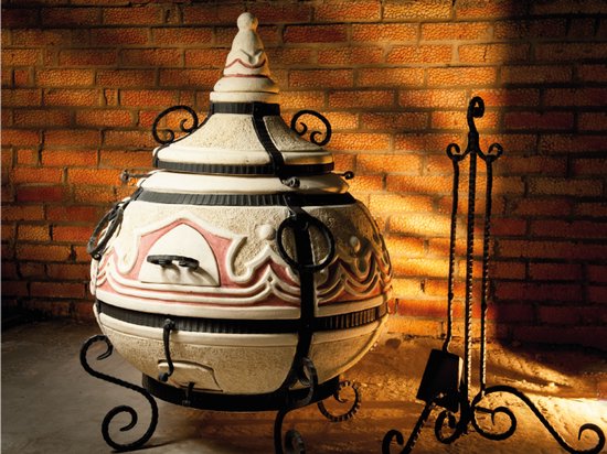 Tandoor Orient - Keramische houtgestookte buitenoven, verticale Kamado voor vlees, groenten en brood - Met 20 XL-spiesen & accessoires - 6,5 cm dikke wanden voor perfecte warmteopslag - 110 cm - 178 kg - 125L *** Met beschermhoes — afbeelding 3