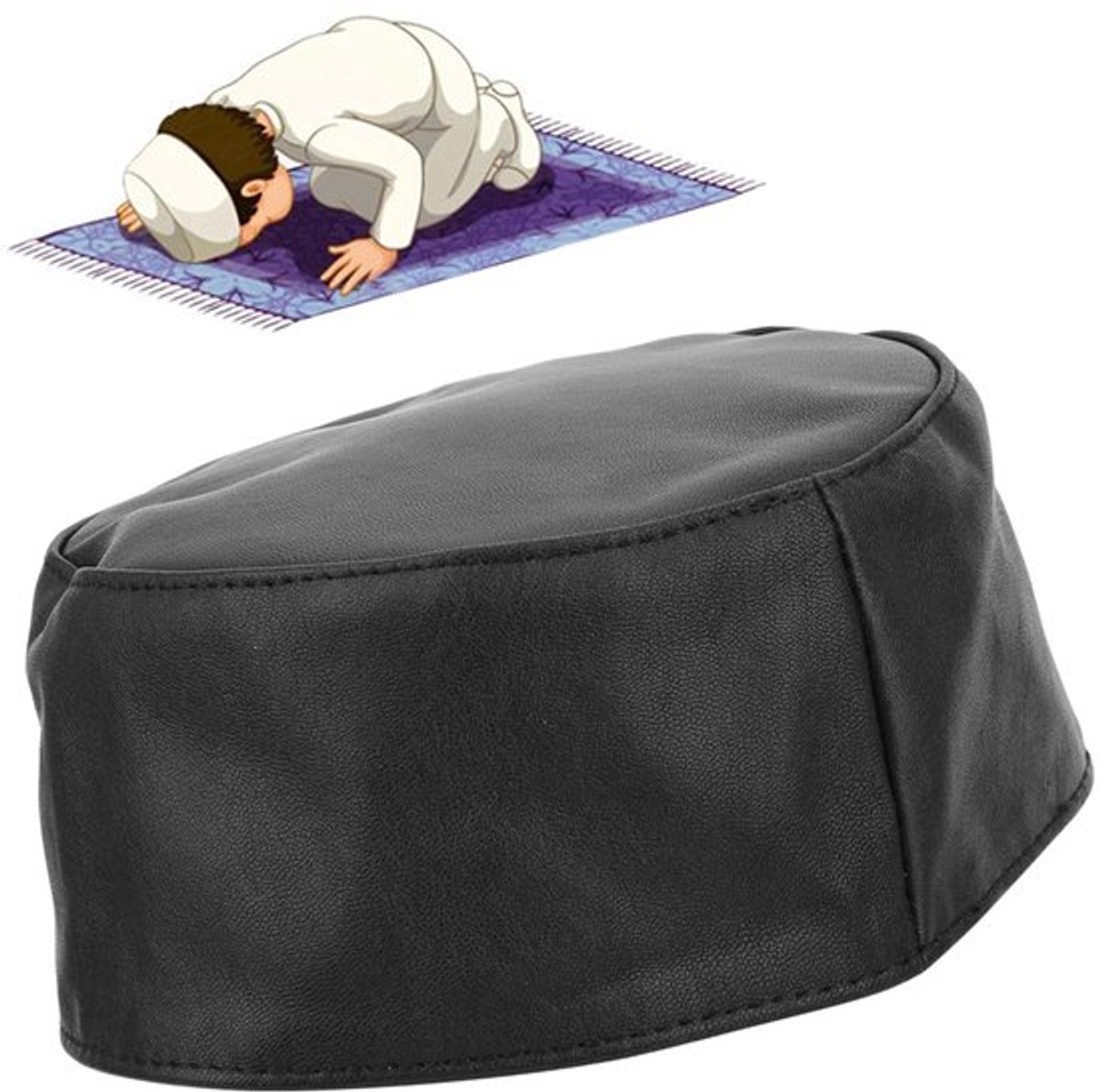 Store_8 - Moslim Gebed Hoed - Echte Schapenvacht - Zwart - Hoofddoek