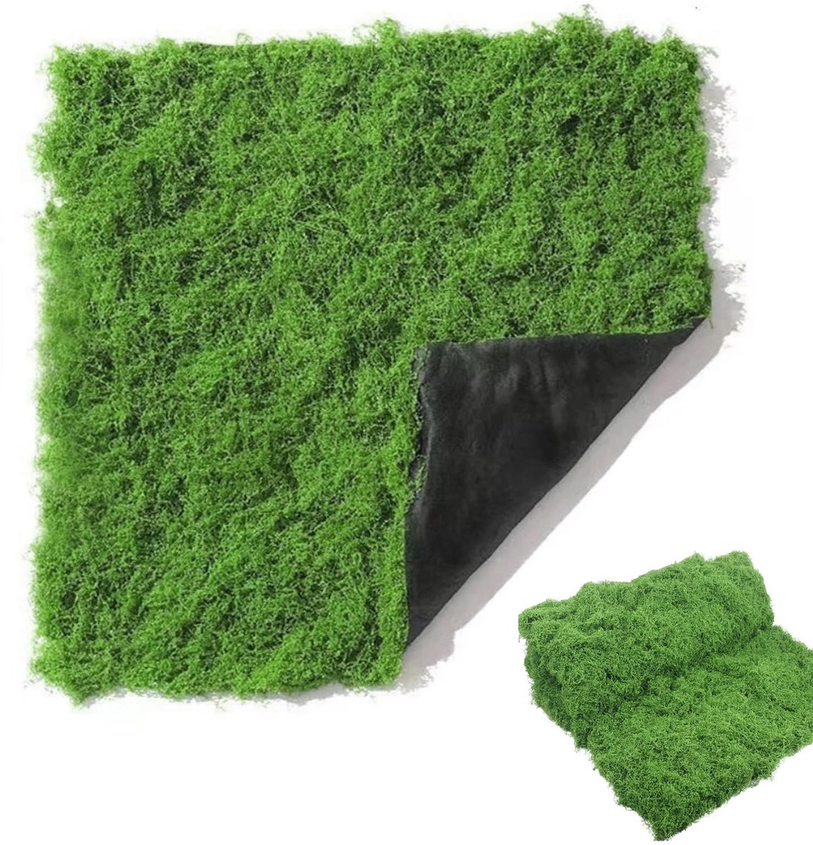 Kunstmos, 1 m x 1 m, mosmatten voor decoratie, wasbaar, kunstdecoratie, kunstgras, miniatuurtuin, vlak mos voor bloempotten, knutselen, decoreren, modelbouw, landschapsarchitectuur en meer