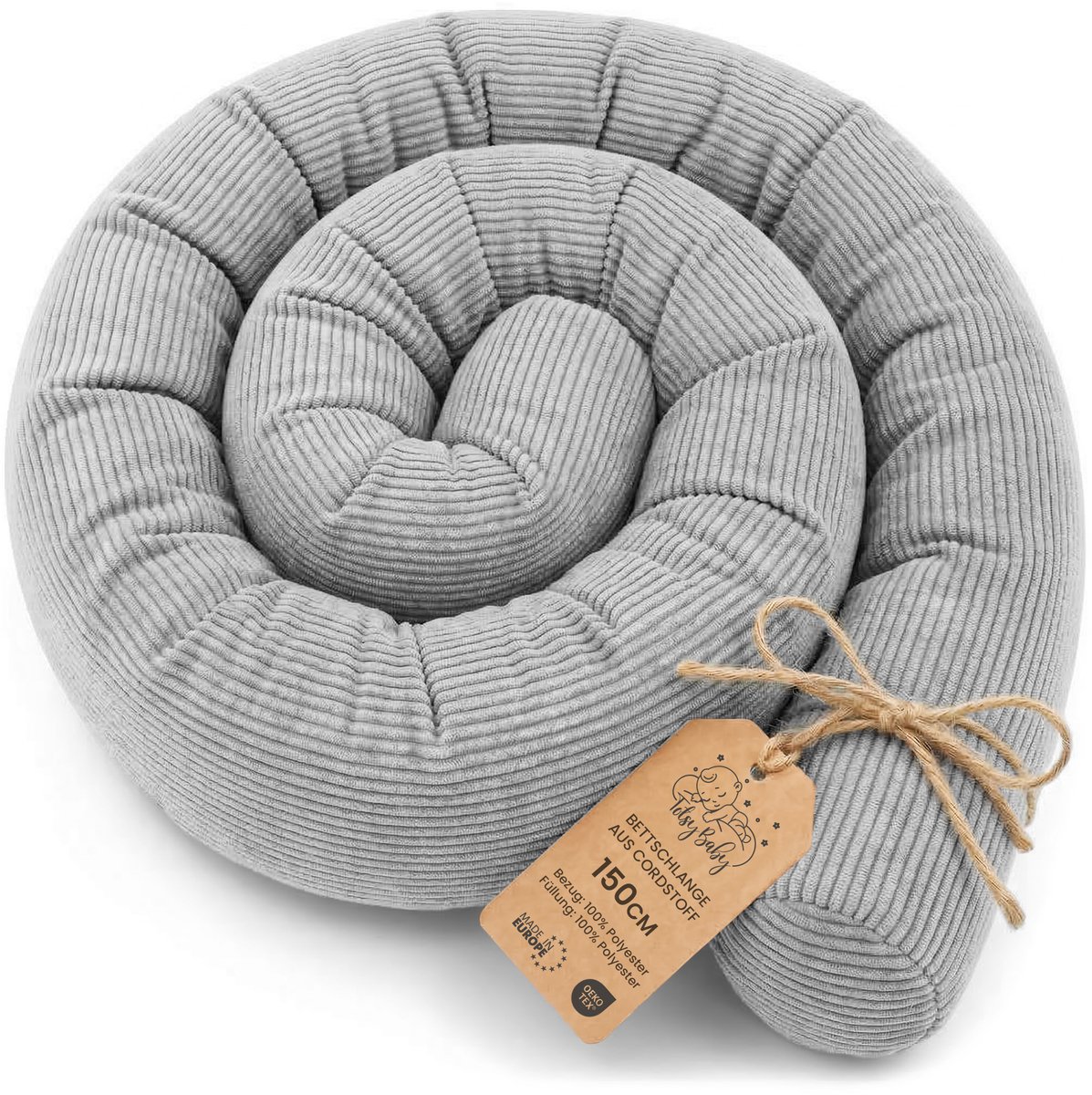 Zijslaper kussen Lichaamskussen 150 cm Corduroy - Lang kussen bed rol slaapkussen nek rol Decoratie voor kinderkamer Oeko-Tex certificaat Grijs C