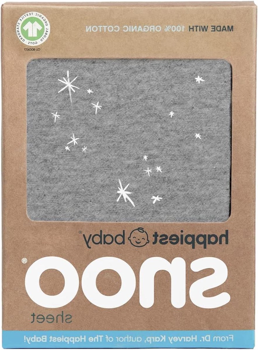 Babywieg Laken - Hoeslaken Wieg - Baby Slaapcomfort - 100% Biologisch Katoen - 77 x 35 cm - Grafiet Galaxy
