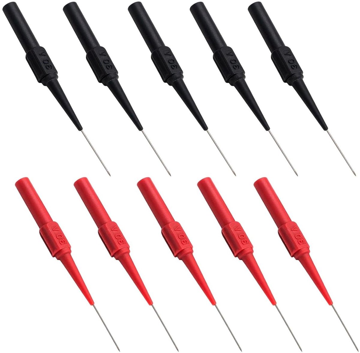 Multimeter Test Probes - Meetpennen Set - Elektrische Metingen - 0.7mm Pen Punt - 10 Stuks - Rood Zwart