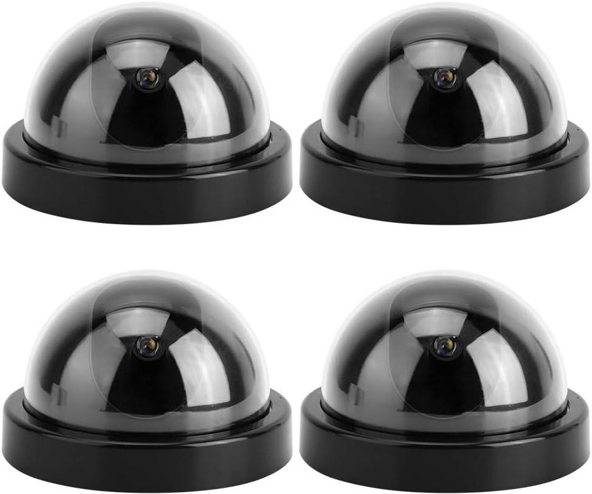 Dome Dummy Camera - Nep Bewakingscamera - Diefstal Afschrikken - Knipperend LED Licht - 4 stuks - Zwart