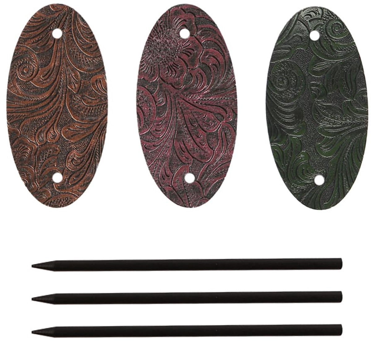 3-delige ovale haarclips met paardenstaarthouder van kunstleer, haaraccessoires in Boheemse stijl met houten schuifbalk voor dames en meisjes
