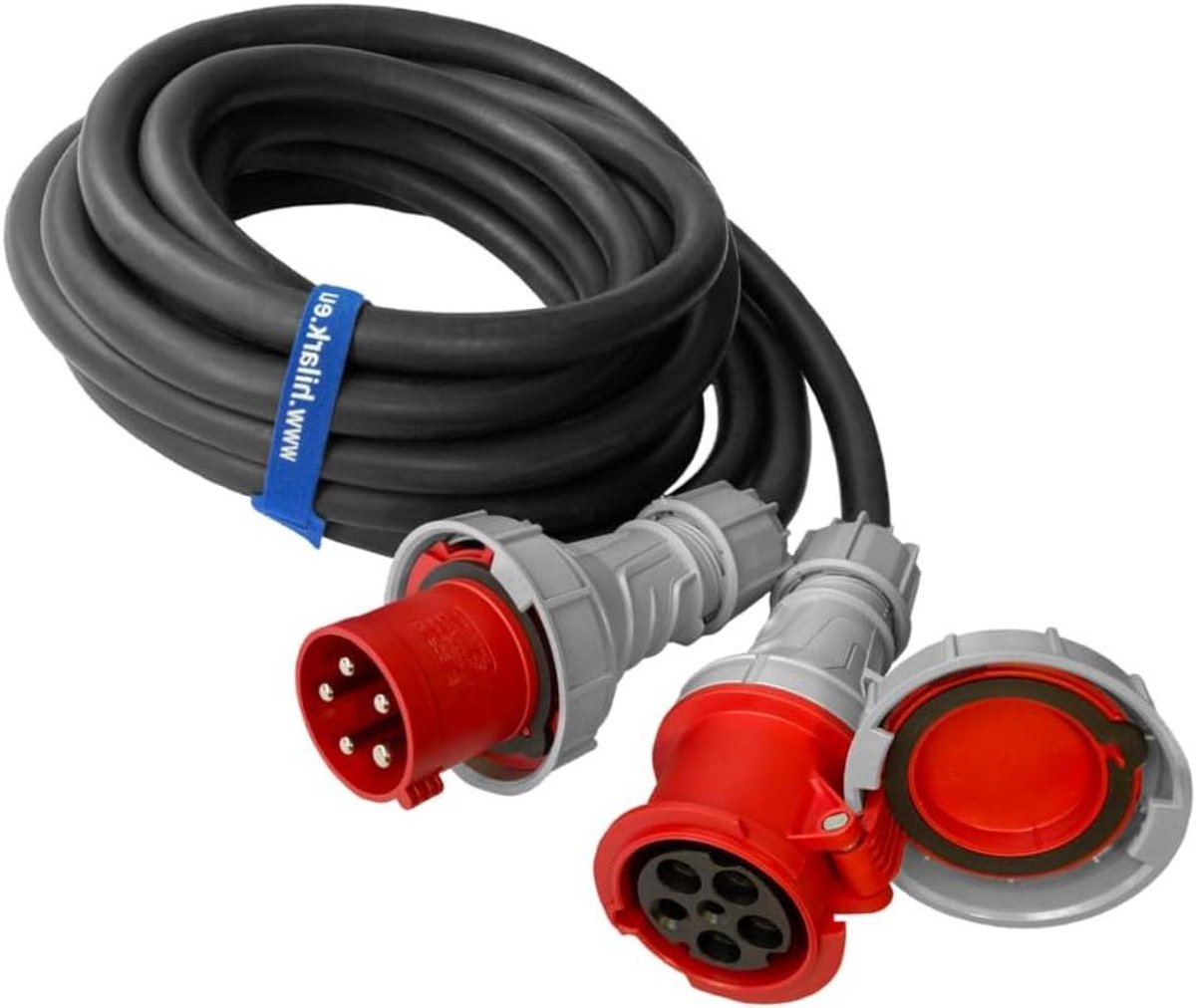 Verlengsnoer Rubber - Stroomkabel - Industrieel Gebruik - 5-polig 63A - 5 meter - Zwart