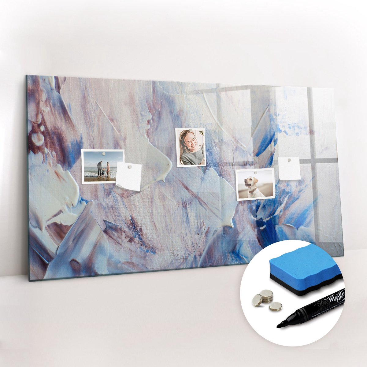 Tulup Whitebord - Penseelbewegingen - 120 x 60 cm - Wit Magnet Board - Gratis 5 Sterke Magneten + Whiteboard Marker & Wisser - Stylish Memo Board - Magnetisch Bord - Planning Muur